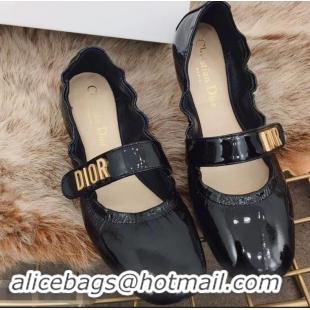 Top Grade Dior Baby-D Ballet Flats Patent D1801 Black 2019