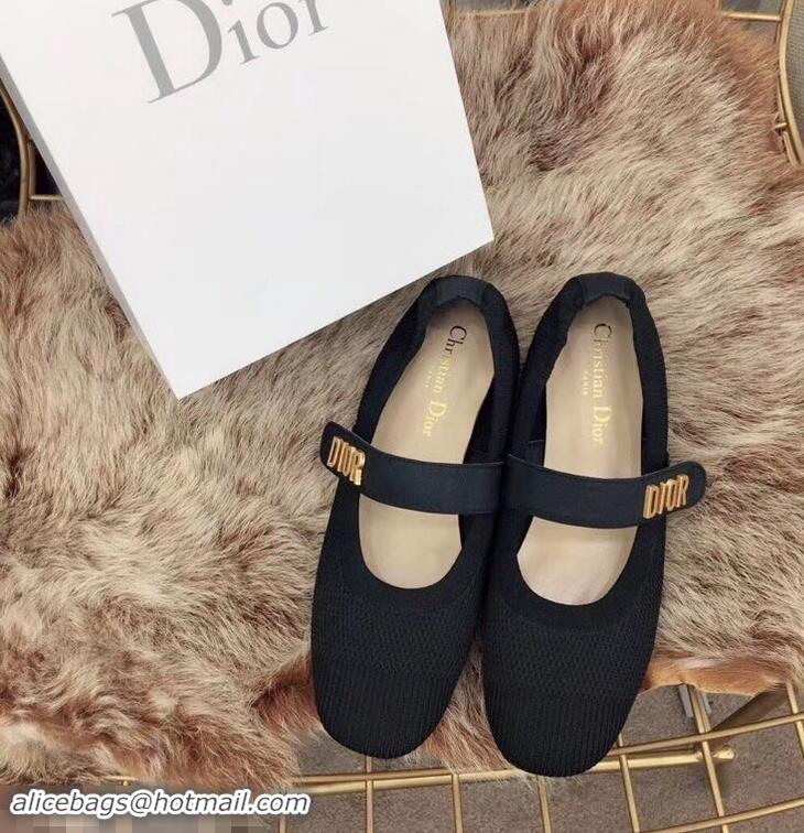 Feminine Dior Baby-D Ballet Flats Technical Canvas D1803 Black 2019