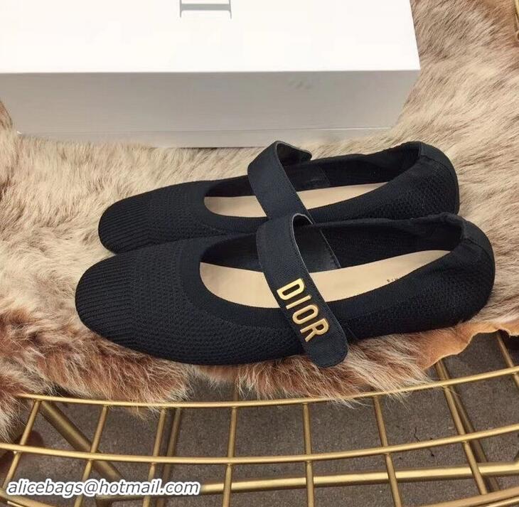 Feminine Dior Baby-D Ballet Flats Technical Canvas D1803 Black 2019