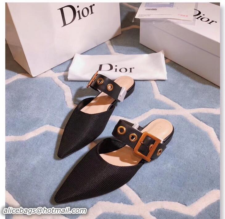 Most Popular Dior D-Dior Mules Technical Canvas CD1804 Black 2019