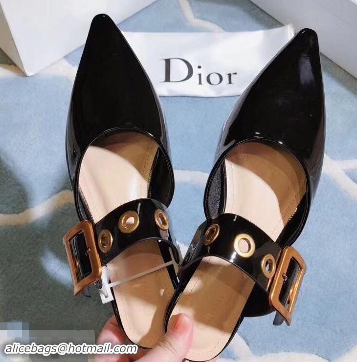 Luxurious Discount Dior D-Dior Mules Patent CD1805 Black 2019