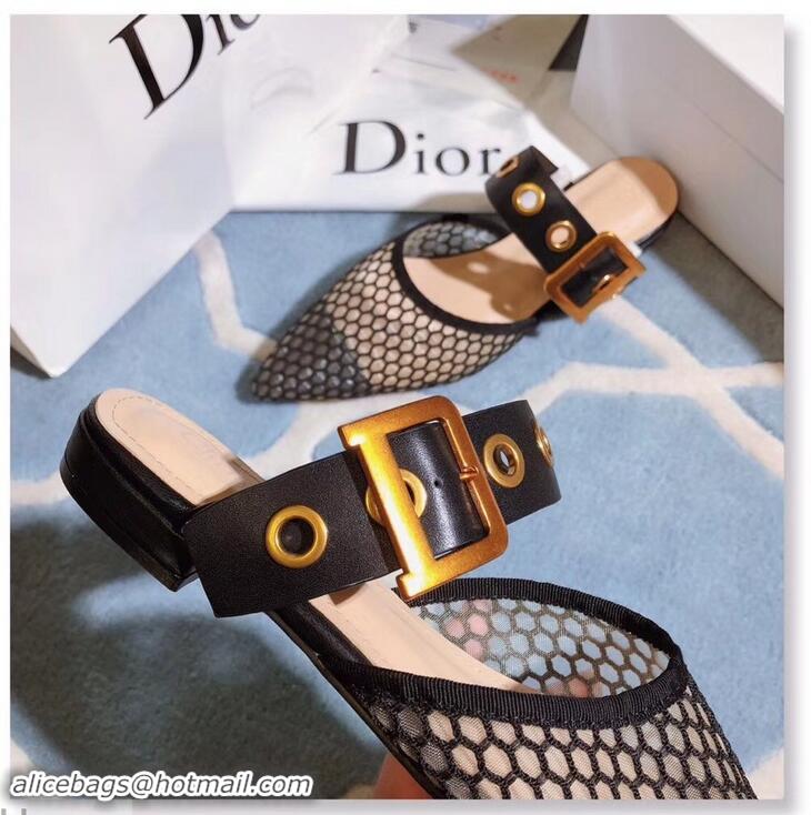 Imitation Low Cost Dior D-Dior Mules CD1806 Mesh Black 2019