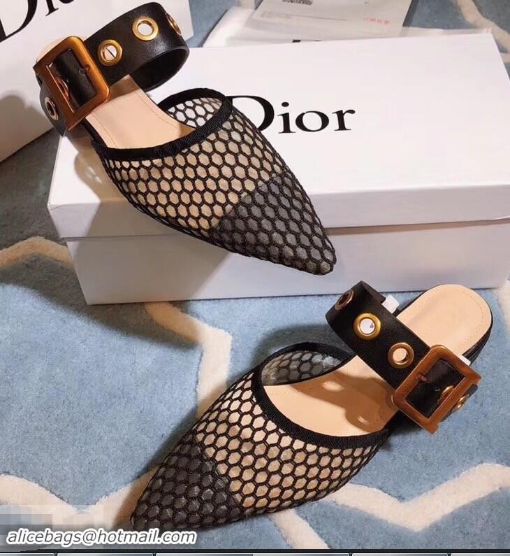 Imitation Low Cost Dior D-Dior Mules CD1806 Mesh Black 2019