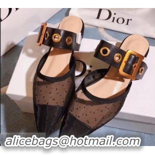 Youthful Dior D-Dior Mules Dotted Swiss CD1807 Black 2019