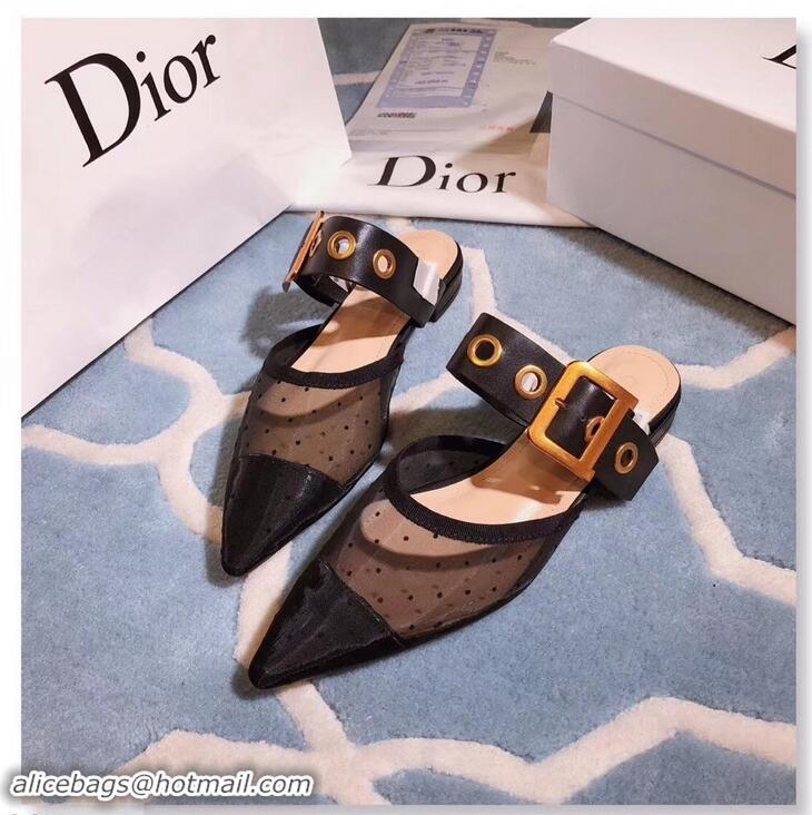 Youthful Dior D-Dior Mules Dotted Swiss CD1807 Black 2019