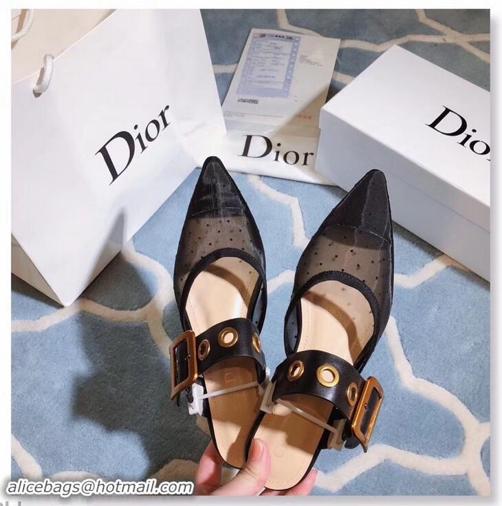 Youthful Dior D-Dior Mules Dotted Swiss CD1807 Black 2019