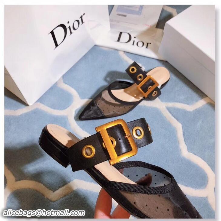 Youthful Dior D-Dior Mules Dotted Swiss CD1807 Black 2019