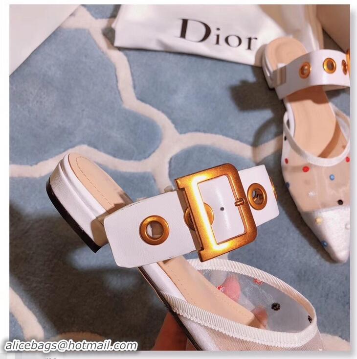 Super Quality Dior D-Dior Mules Polka Dots CD1807 White 2019