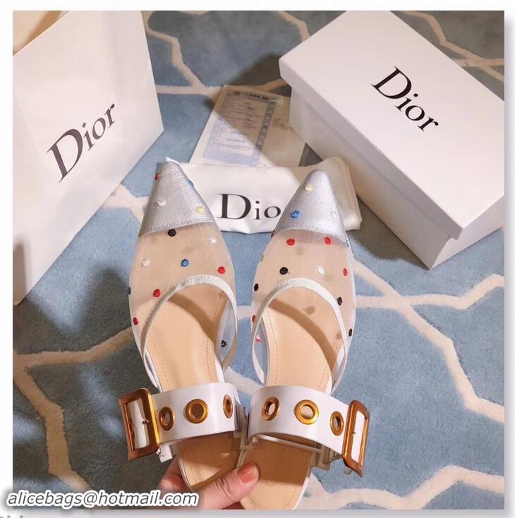 Super Quality Dior D-Dior Mules Polka Dots CD1807 White 2019