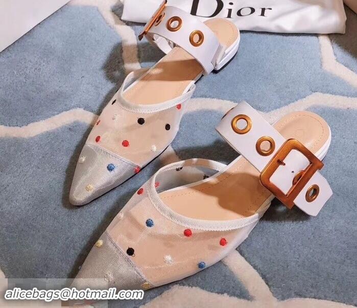 Super Quality Dior D-Dior Mules Polka Dots CD1807 White 2019