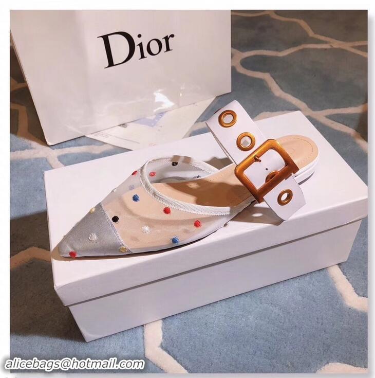 Super Quality Dior D-Dior Mules Polka Dots CD1807 White 2019