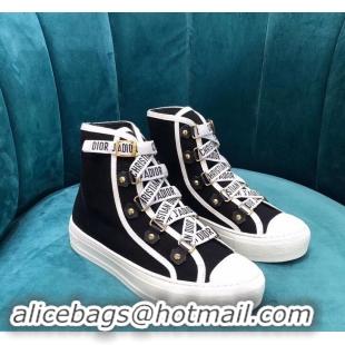 Low Price Dior WALK'N'DIOR High-top Sneakers with J'Adior Laces Canvas CD1903 Black 2019