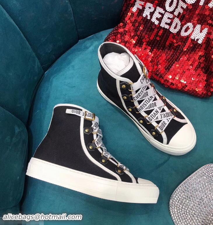 Low Price Dior WALK'N'DIOR High-top Sneakers with J'Adior Laces Canvas CD1903 Black 2019