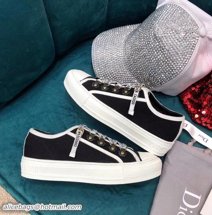 Grade Quality Dior WALK'N'DIOR Low-top Sneakers with J'Adior Laces Canvas CD1905 Black 2019