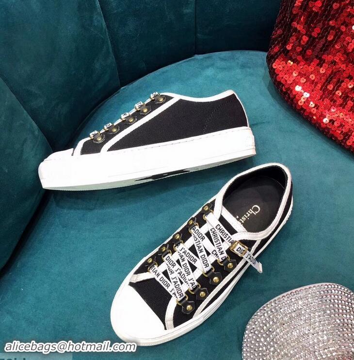 Grade Quality Dior WALK'N'DIOR Low-top Sneakers with J'Adior Laces Canvas CD1905 Black 2019