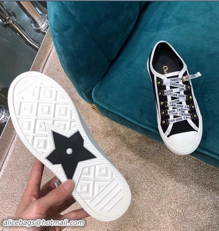 Grade Quality Dior WALK'N'DIOR Low-top Sneakers with J'Adior Laces Canvas CD1905 Black 2019