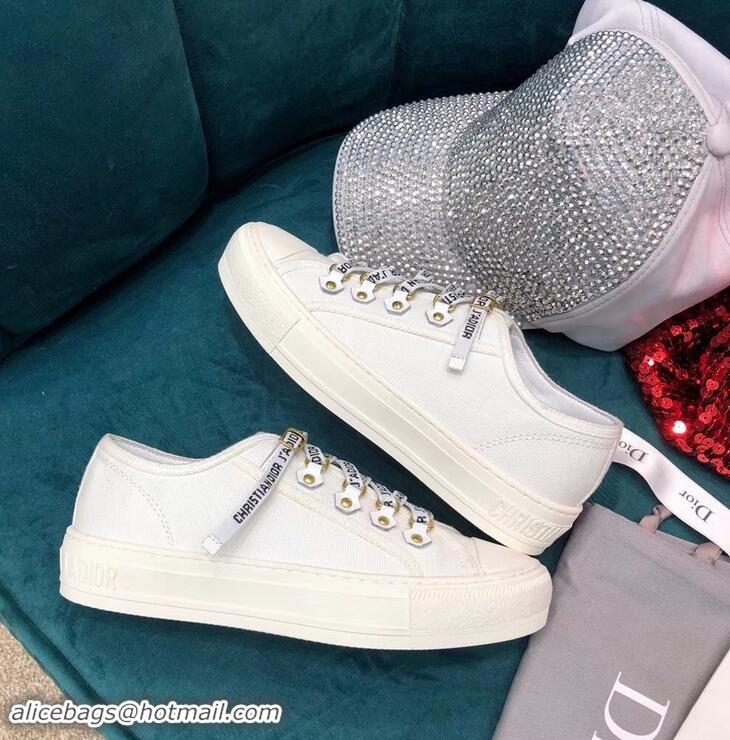 Good Quality Dior WALK'N'DIOR Low-top Sneakers with J'Adior Laces Canvas CD1905 White 2019