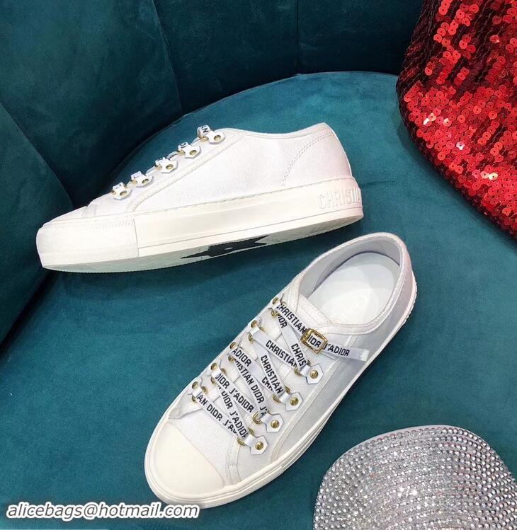 Good Quality Dior WALK'N'DIOR Low-top Sneakers with J'Adior Laces Canvas CD1905 White 2019