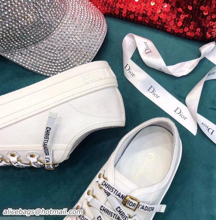 Good Quality Dior WALK'N'DIOR Low-top Sneakers with J'Adior Laces Canvas CD1905 White 2019