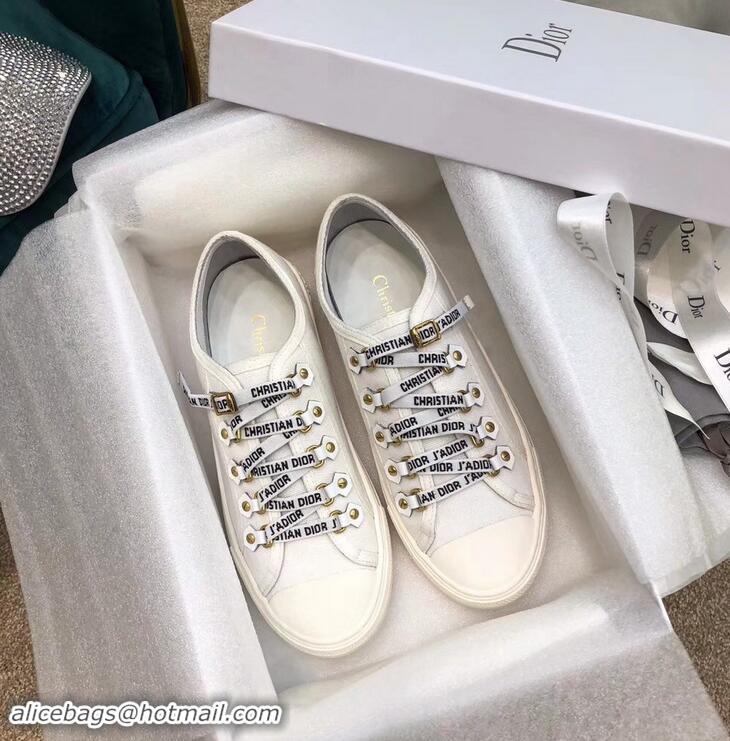 Good Quality Dior WALK'N'DIOR Low-top Sneakers with J'Adior Laces Canvas CD1905 White 2019