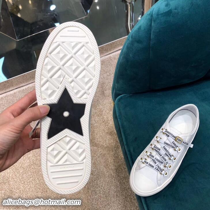 Good Quality Dior WALK'N'DIOR Low-top Sneakers with J'Adior Laces Canvas CD1905 White 2019