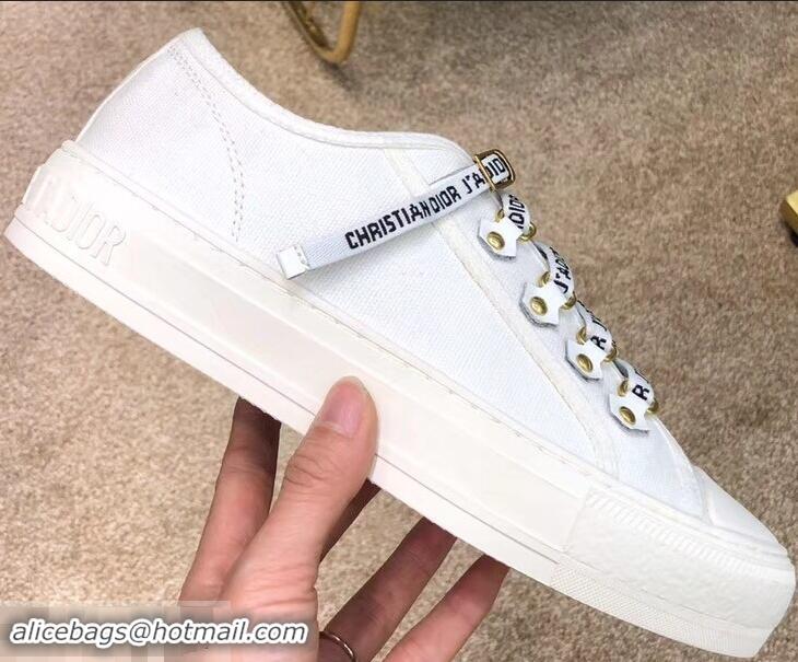 Good Quality Dior WALK'N'DIOR Low-top Sneakers with J'Adior Laces Canvas CD1905 White 2019