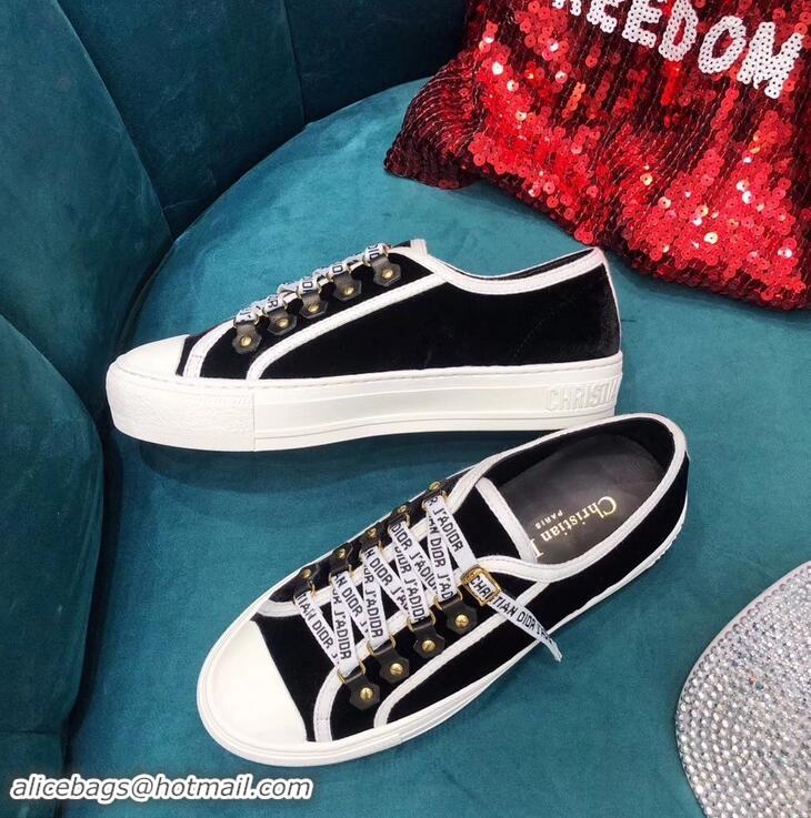 Purchase Dior WALK'N'DIOR Low-top Sneakers with J'Adior Laces Velvet CD1907 Black 2019