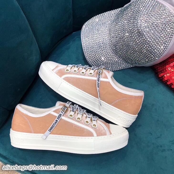 Cheapest Dior WALK'N'DIOR Low-top Sneakers with J'Adior Laces Velvet CD1907 Nude 2019