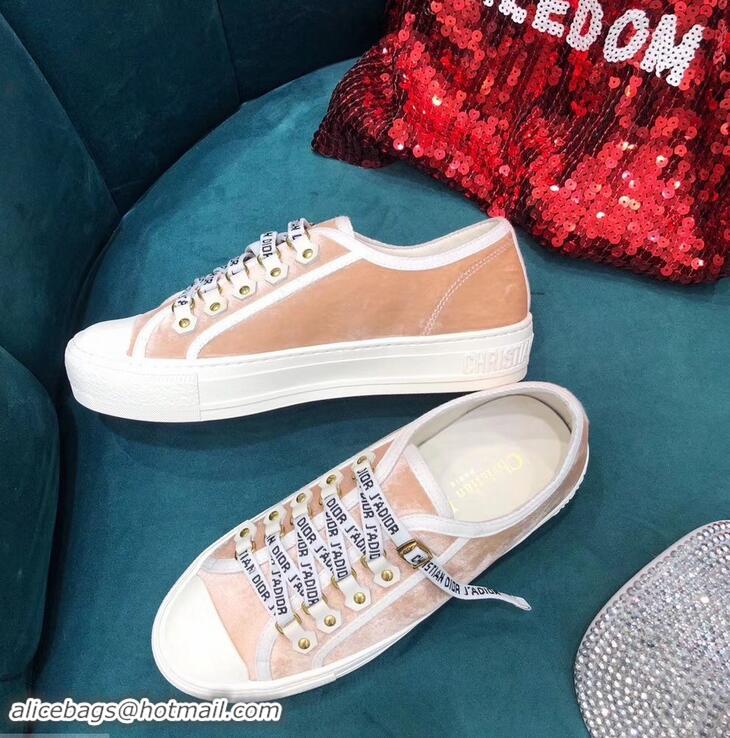 Cheapest Dior WALK'N'DIOR Low-top Sneakers with J'Adior Laces Velvet CD1907 Nude 2019