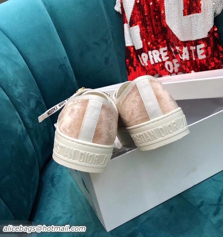 Cheapest Dior WALK'N'DIOR Low-top Sneakers with J'Adior Laces Velvet CD1907 Nude 2019