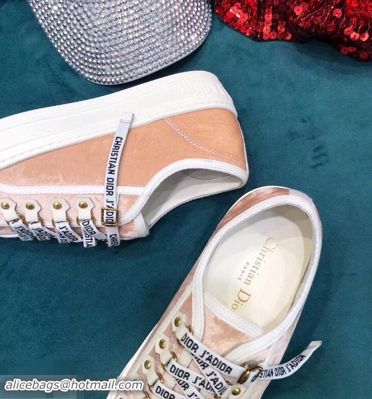 Cheapest Dior WALK'N'DIOR Low-top Sneakers with J'Adior Laces Velvet CD1907 Nude 2019