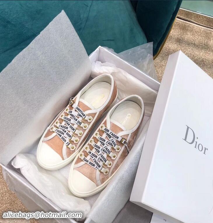 Cheapest Dior WALK'N'DIOR Low-top Sneakers with J'Adior Laces Velvet CD1907 Nude 2019