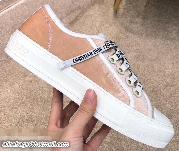 Cheapest Dior WALK'N'DIOR Low-top Sneakers with J'Adior Laces Velvet CD1907 Nude 2019