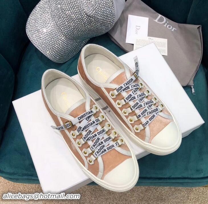 Cheapest Dior WALK'N'DIOR Low-top Sneakers with J'Adior Laces Velvet CD1907 Nude 2019