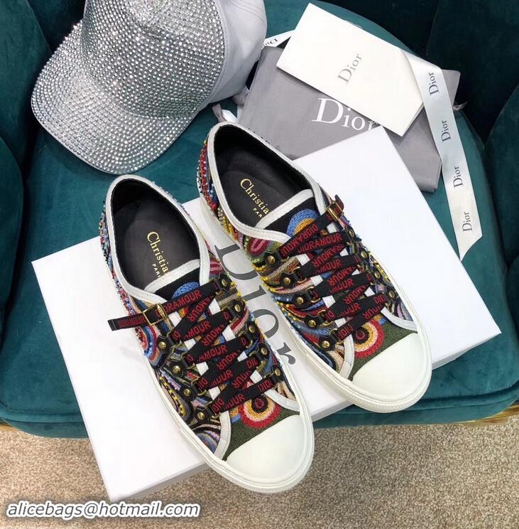 Discount Dior WALK'N'DIOR Dioramour Low-top Sneakers with J'Adior Laces Embroidered Threads And Beads CD1910 2019