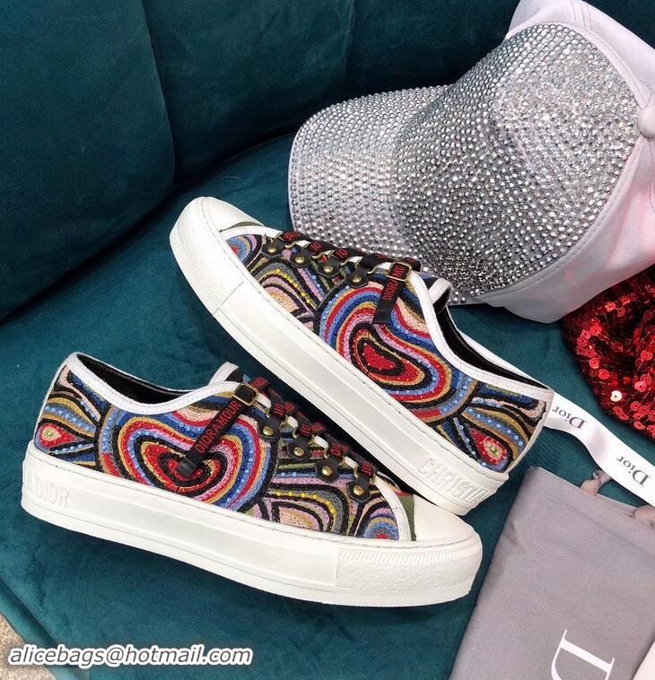 Discount Dior WALK'N'DIOR Dioramour Low-top Sneakers with J'Adior Laces Embroidered Threads And Beads CD1910 2019