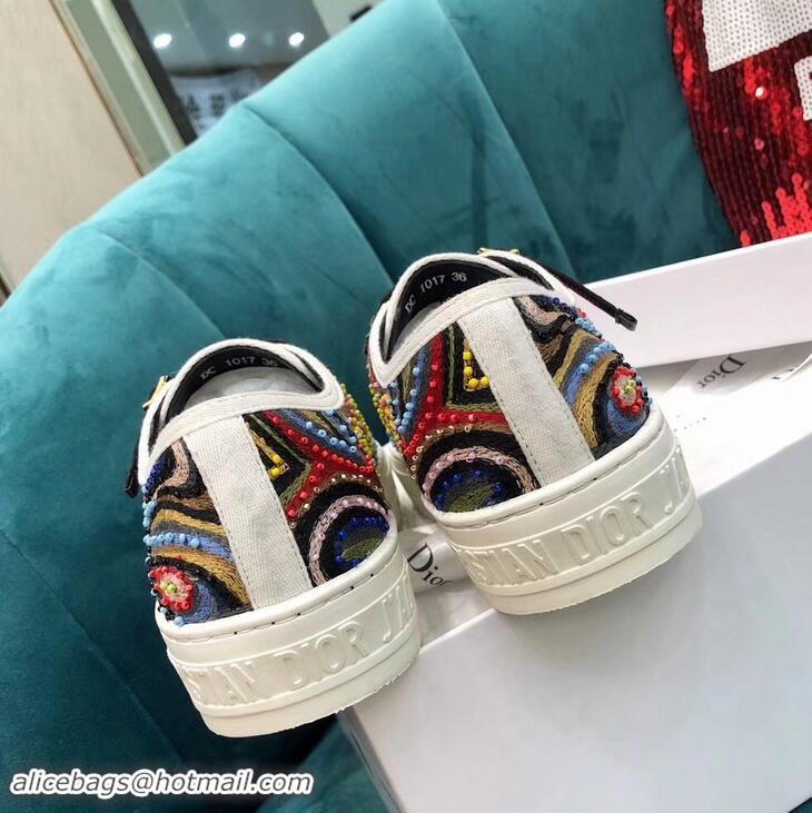 Discount Dior WALK'N'DIOR Dioramour Low-top Sneakers with J'Adior Laces Embroidered Threads And Beads CD1910 2019