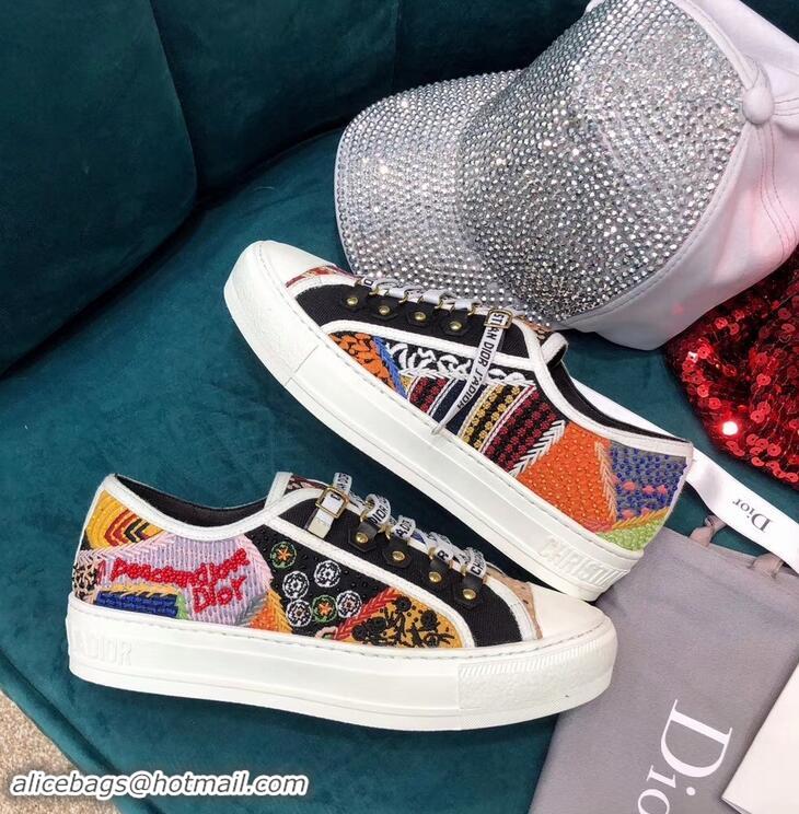 Classic Dior WALK'N'DIOR Low-top Sneakers with J'Adior Laces Embroidered And Beaded CD1910 Patchwork 2019