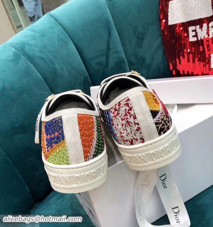 Classic Dior WALK'N'DIOR Low-top Sneakers with J'Adior Laces Embroidered And Beaded CD1910 Patchwork 2019