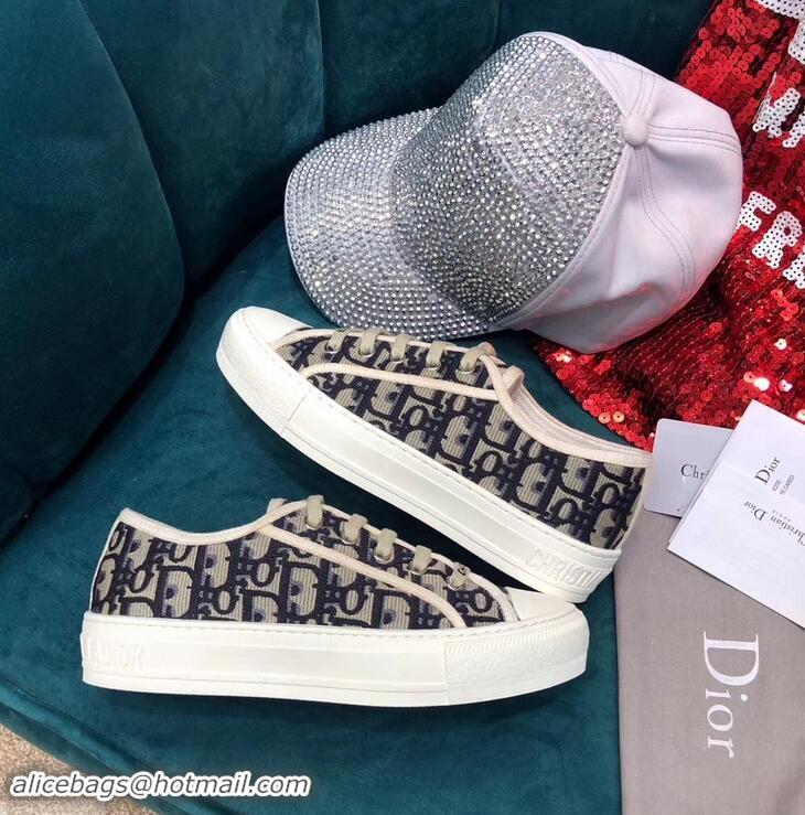 Fashion Dior WALK'N'DIOR Low-top Sneakers Oblique Embroidered Canvas CD1913 Blue 2019