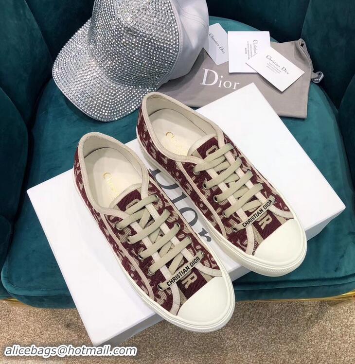 Grade Quality Dior WALK'N'DIOR Low-top Sneakers Oblique Embroidered Canvas CD1913 Burgundy 2019