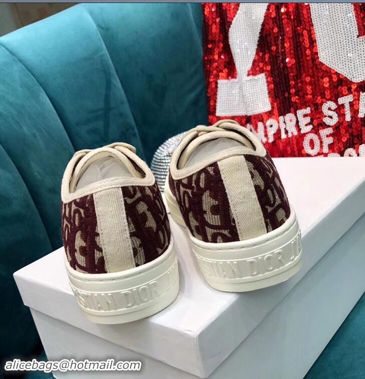 Grade Quality Dior WALK'N'DIOR Low-top Sneakers Oblique Embroidered Canvas CD1913 Burgundy 2019