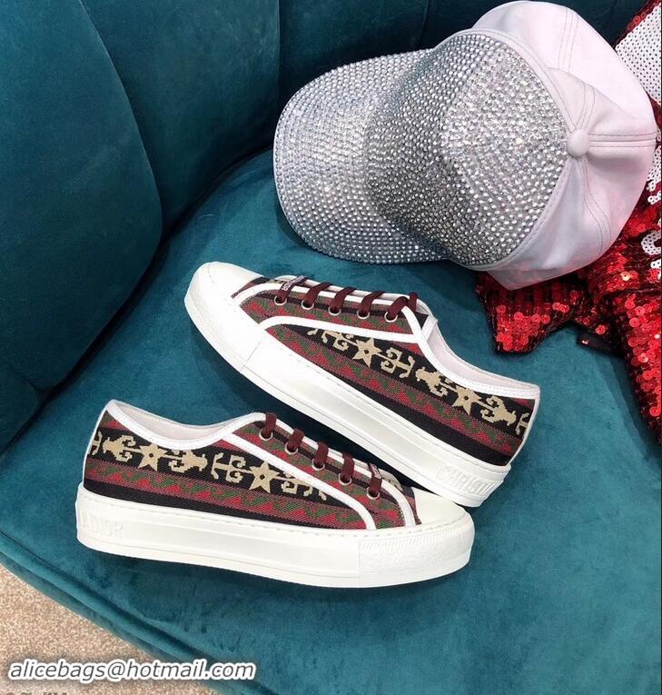 Buy Luxury Dior WALK'N'DIOR Low-top Sneakers Embroidered Canvas CD1913 Star 2019