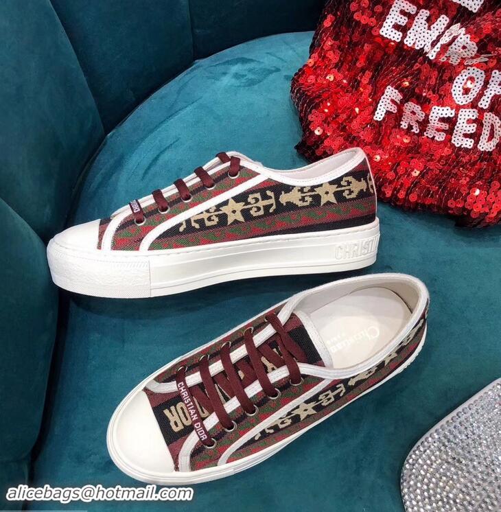 Buy Luxury Dior WALK'N'DIOR Low-top Sneakers Embroidered Canvas CD1913 Star 2019