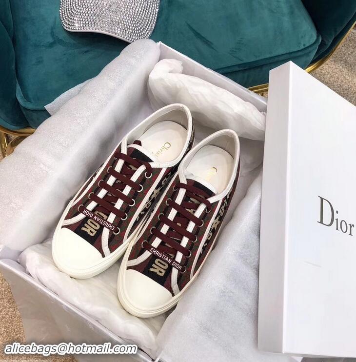 Buy Luxury Dior WALK'N'DIOR Low-top Sneakers Embroidered Canvas CD1913 Star 2019