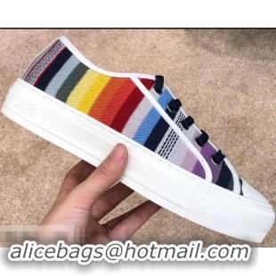 Comfortable Dior WALK'N'DIOR Low-top Sneakers Multi-Coloured Stripe Embroidered Canvas CD1918 2019