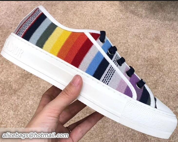 Comfortable Dior WALK'N'DIOR Low-top Sneakers Multi-Coloured Stripe Embroidered Canvas CD1918 2019