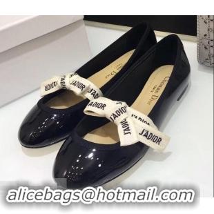 Market Sells Miss Dior J'Adior And Bow Ribbon Ballet Pumps Patent CD2002 Black 2019