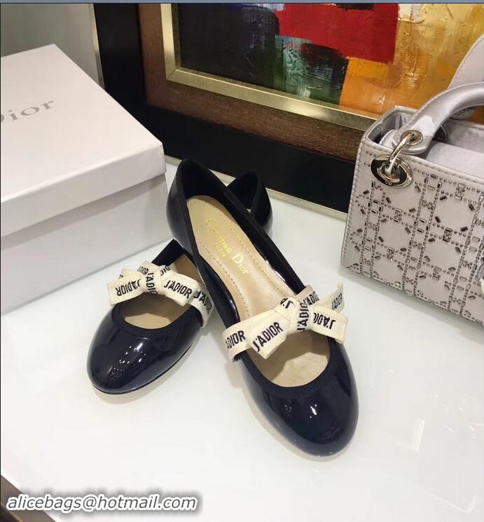 Market Sells Miss Dior J'Adior And Bow Ribbon Ballet Pumps Patent CD2002 Black 2019