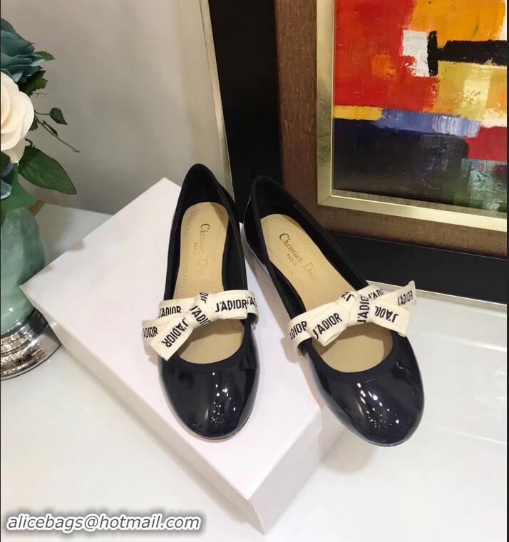 Market Sells Miss Dior J'Adior And Bow Ribbon Ballet Pumps Patent CD2002 Black 2019